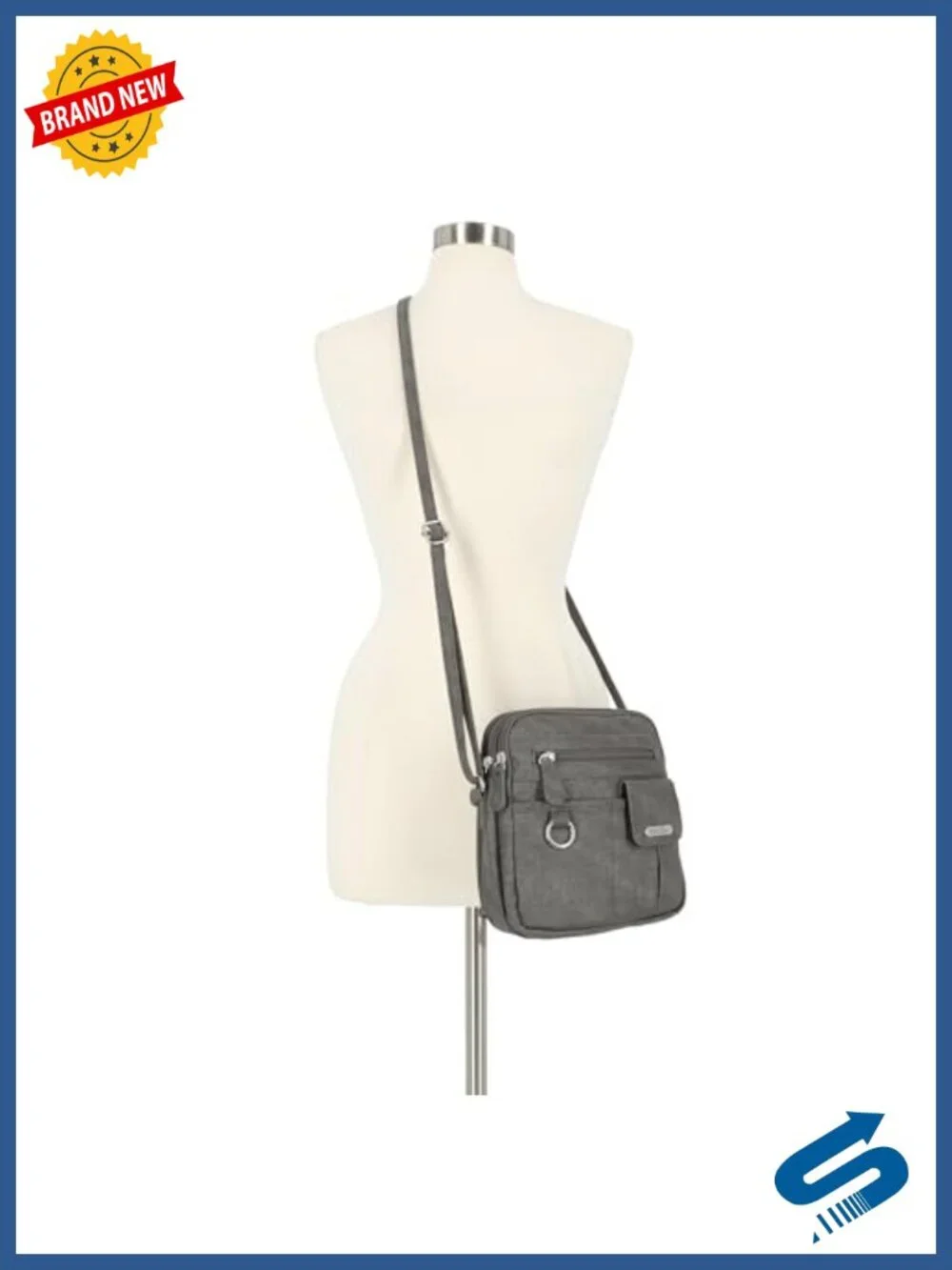 Vegan Leather Triple Zip Crossbody Bag with Phone Pocket